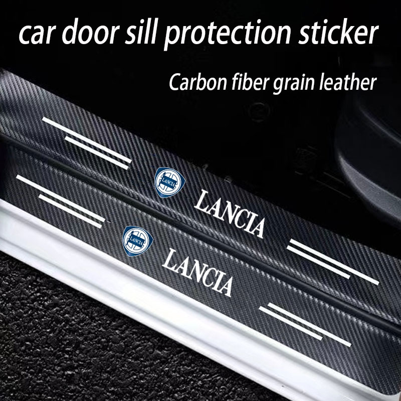 Crepe Pan Carbon - Leather Car Door Sill Plate Protector
