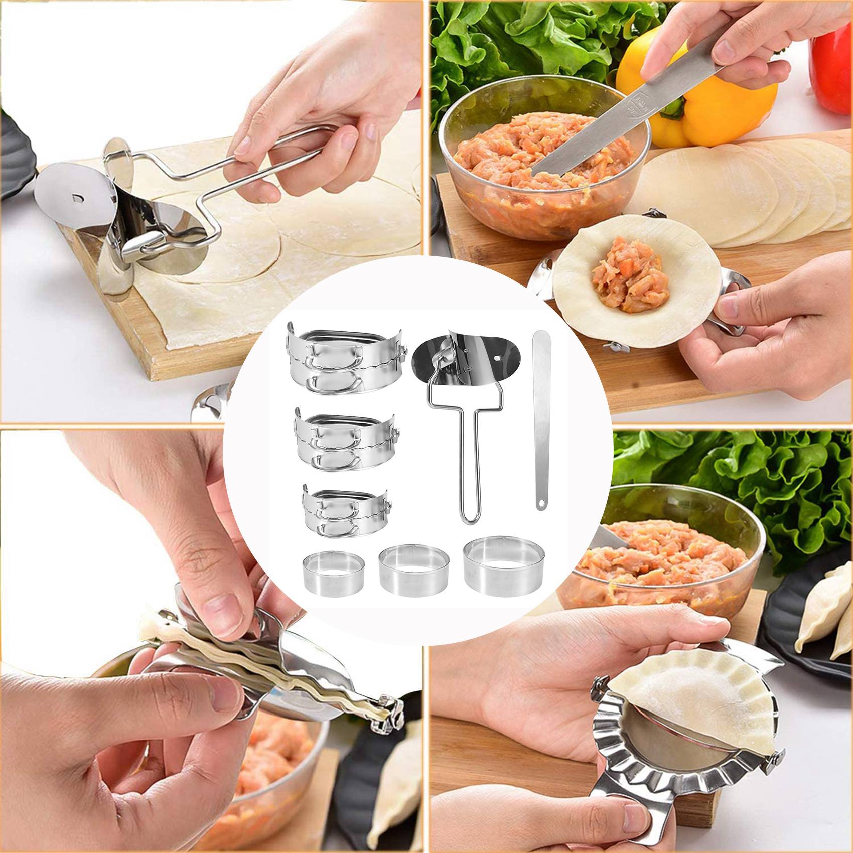 ABKW-Dumplings Maker 8 Pcs, Pr - Dumpling Press Set 评论和价格
