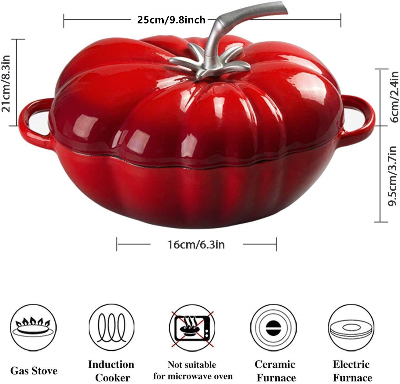 25cm Tomato Enameled Cast Iron - Cast Iron Corn 评论和价格